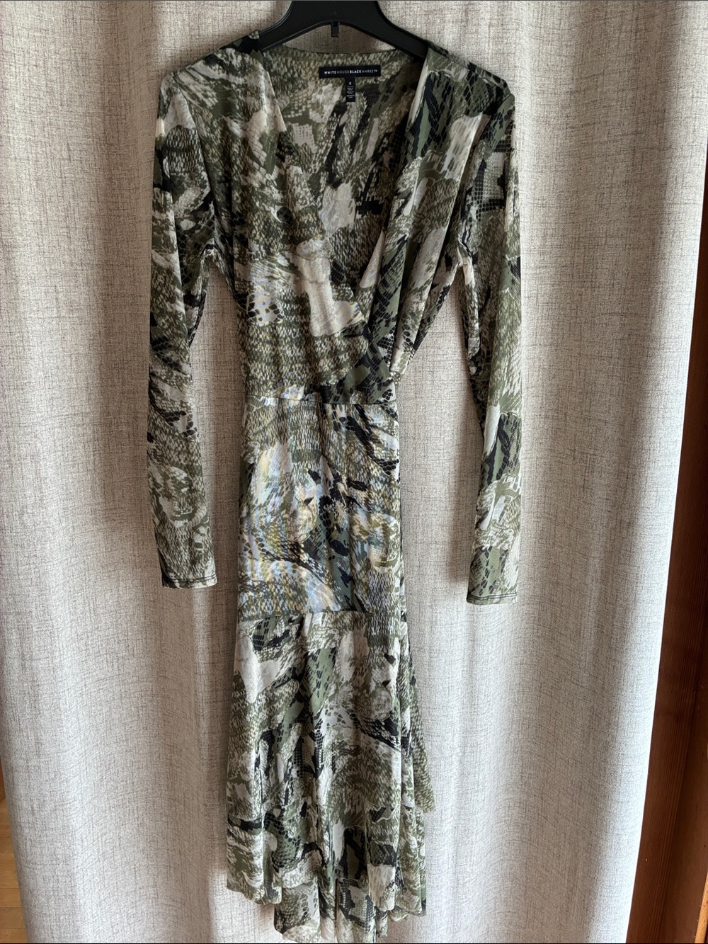 White House Black Market Olive Green Wrap Around Midi Dress